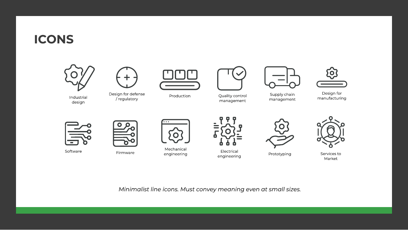 Service icon system from the brand style guide
