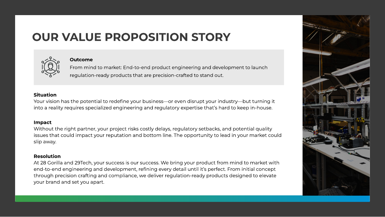 Value proposition story from the brand style guide